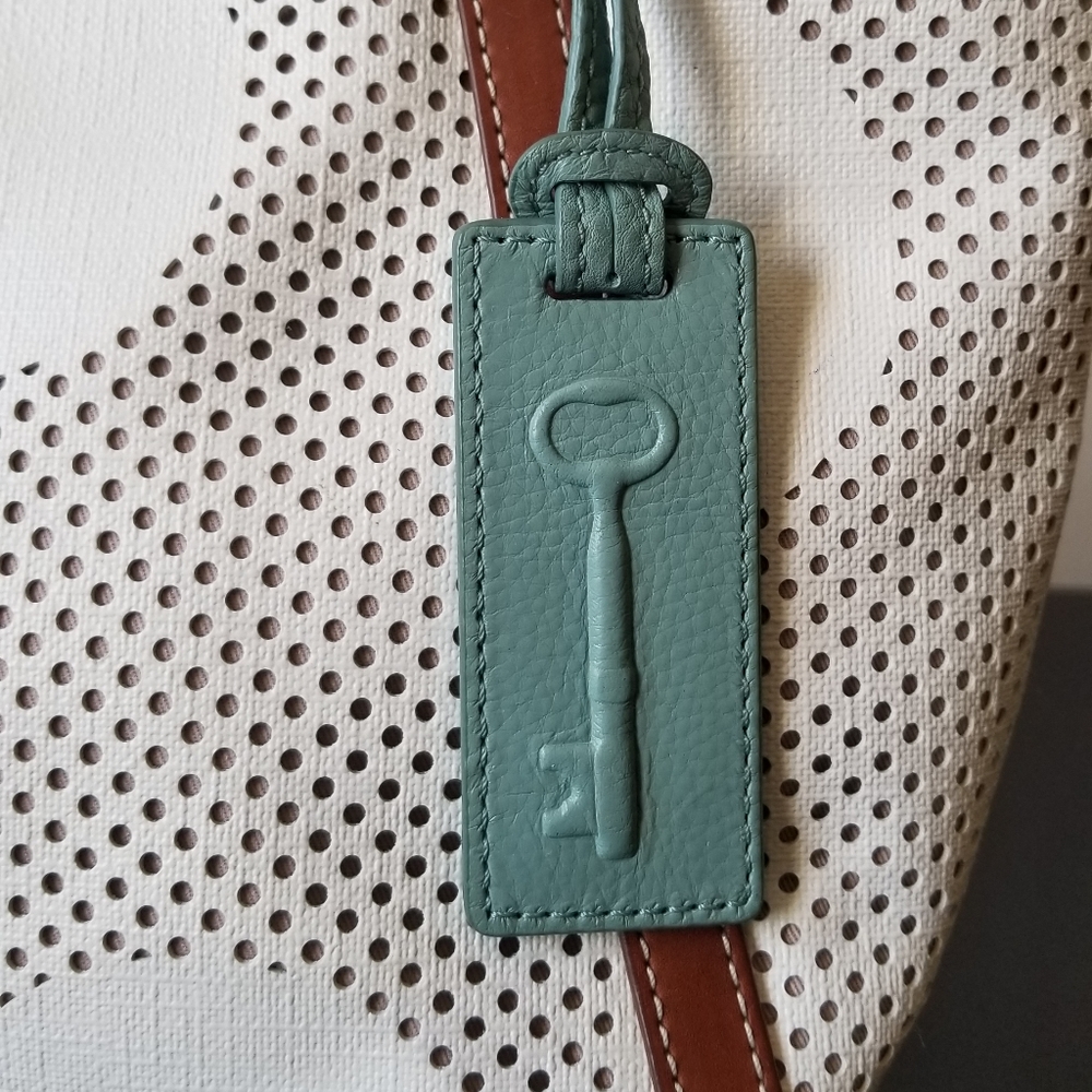 Fossil Ava Satchel, Dot - White and Brown - Picture 6 of 13